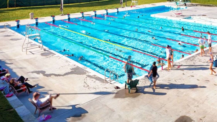 View of Country Club Pool Outdoors With Individual Lanes
