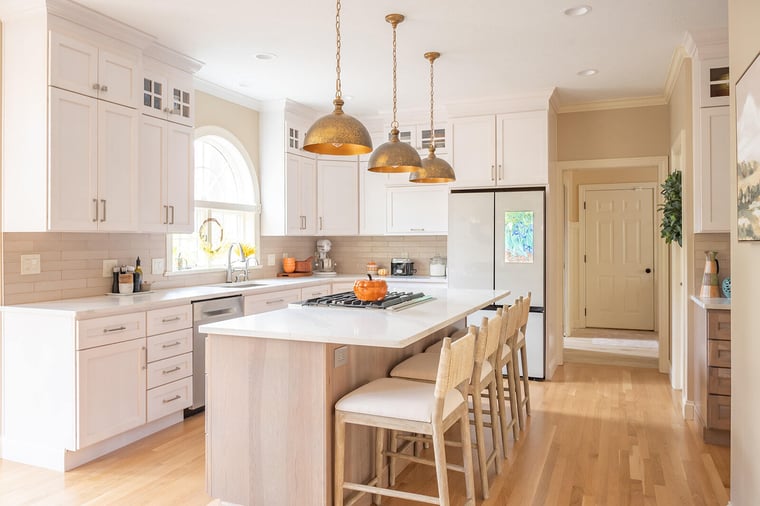 South Bend kitchen remodel with island and seating by Peacock & Company