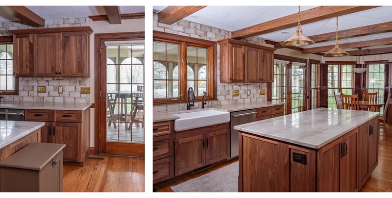 Cedar faux beams in Granger, IN kitchen remodel