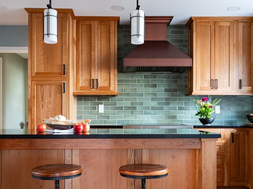 Craftsman style green kitchen remodel in South Bend, IN by Peacock & Company