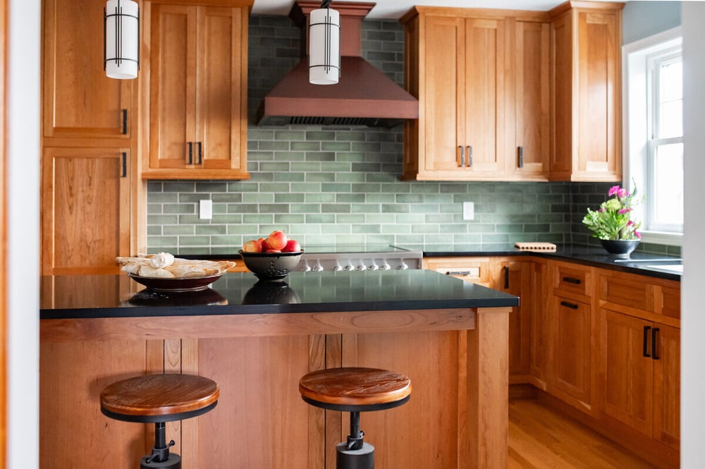 Craftsman style green kitchen remodel in South Bend, IN by Peacock & Company