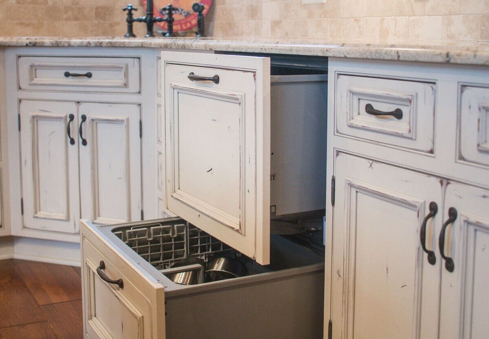 Custom pull-out cabinets in South Bend, Indiana kitchen remodel by Peacock and Company