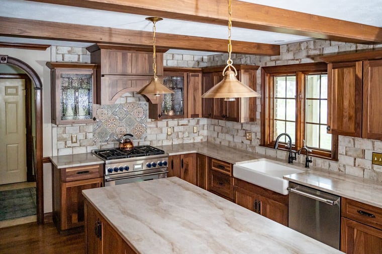 Finished kitchen remodel in Granger, Indiana with craftsman-style colors