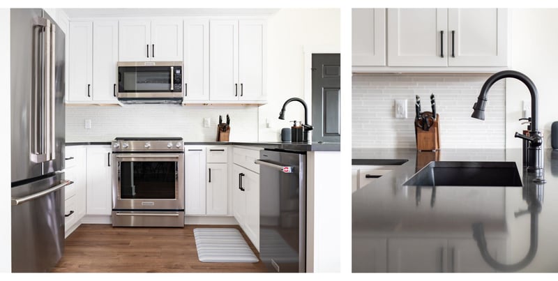 White kitchen condo remodel near South Bend by Peacock & Company