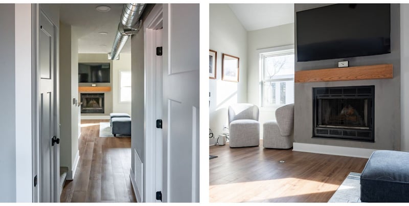 Wood flooring in South Bend condo remodel by Peacock & Company