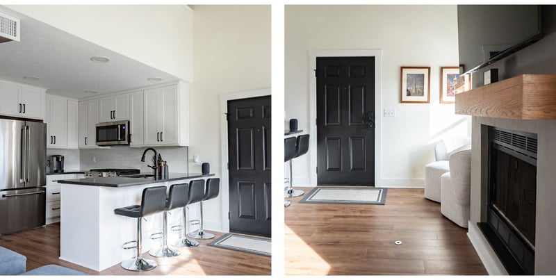South Bend condo remodel with peninsula kitchen by Peacock & Company