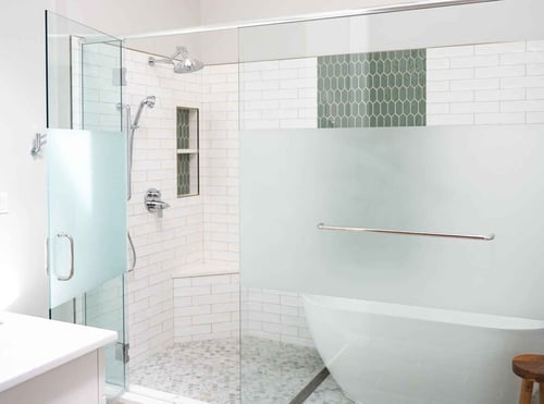 Luxury Harbor Country bathroom remodel with tub-shower combo