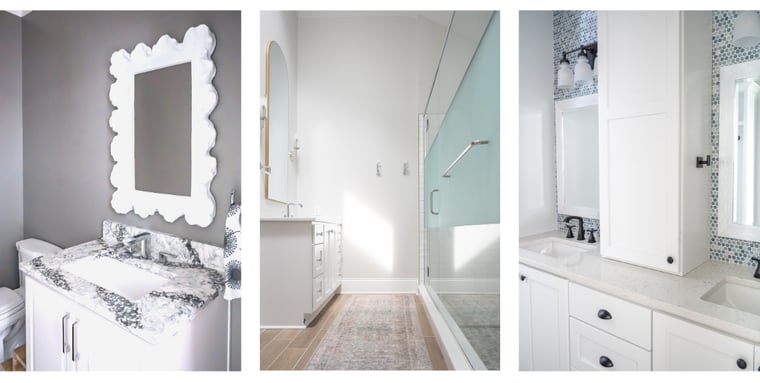 Luxury powder room and full bathrooms in Granger, Indiana bathroom remodel by Peacock & Company