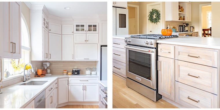 Peacock kitchen remodel with custom cabinetry and modern appliances in bright Indiana home