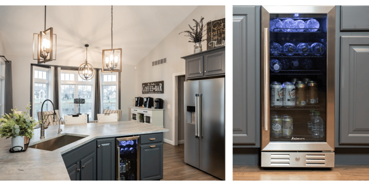 Kitchen Island With Seating And Beverage Fridge