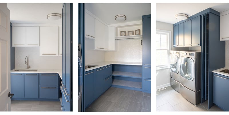 Second floor laundry room in Gronger, IN home remodel by Peacock & Company