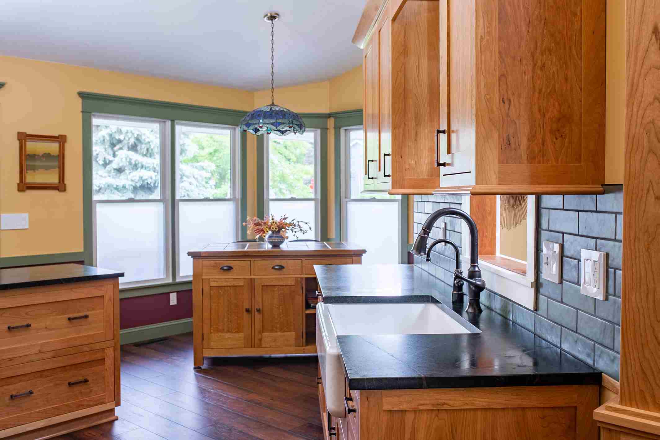 Craftsman-Style Custom Cabinetry Made of Natural Cherry Wood