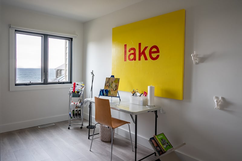 South Haven condo renovation interior with desk near window