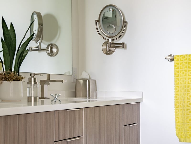 South Haven, MI bathroom remodel with flat panel cabinetry in vanity by Peacock and Company