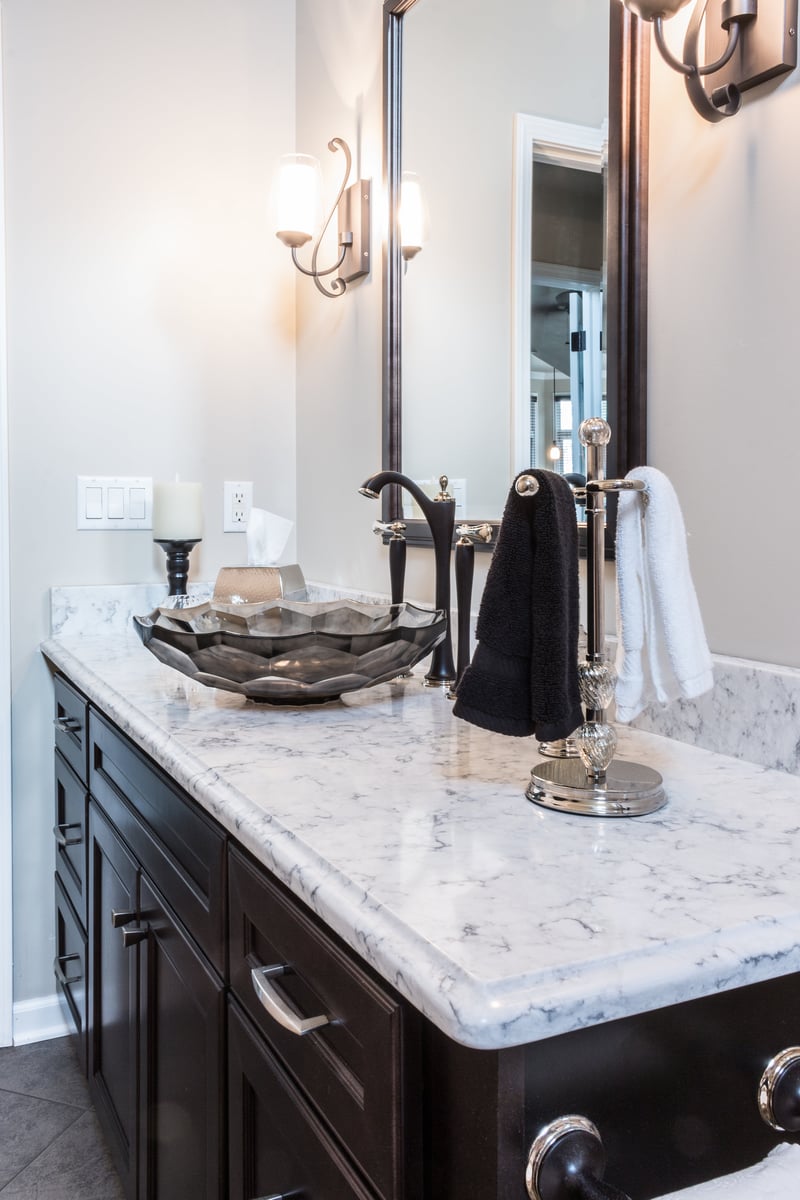 Vanity in South Bend luxury bathroom remodel with vessel sink