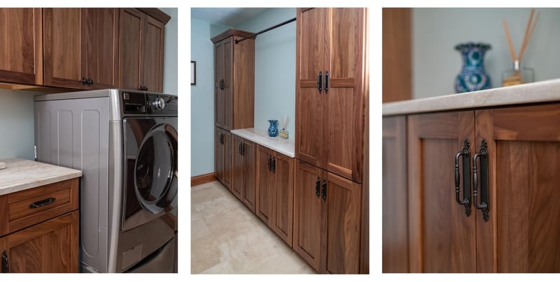 Walnut shaker cabinets in Granger, IN laundry room remodel