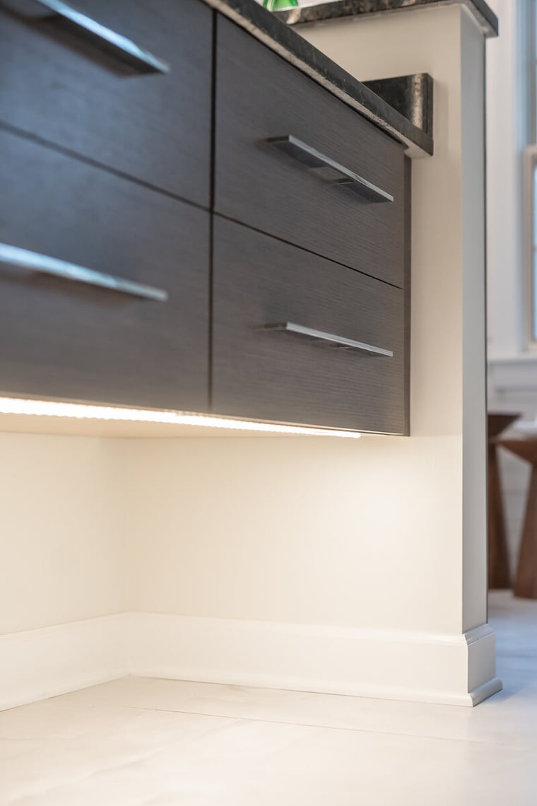 Peacock & Co.- custom lighting under floating vanity in bathroom in South Bend