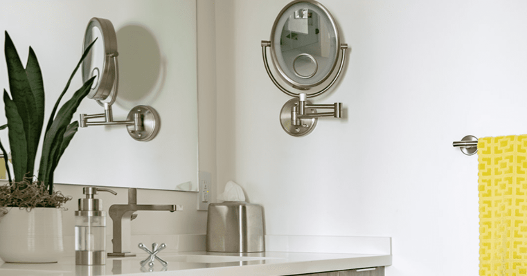 Modern bathroom vanity with built-in mirror