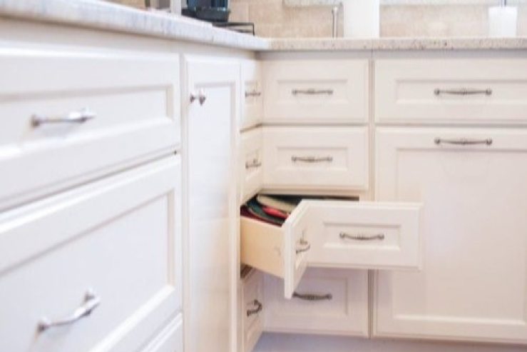 white custom cabinetry in kitchen remodel